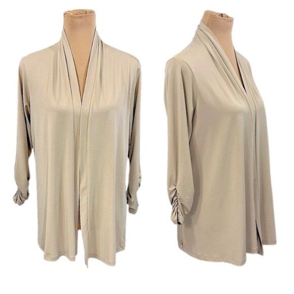 Susan Graver Tan Open Front Cardigan Size Medium - Picture 1 of 10